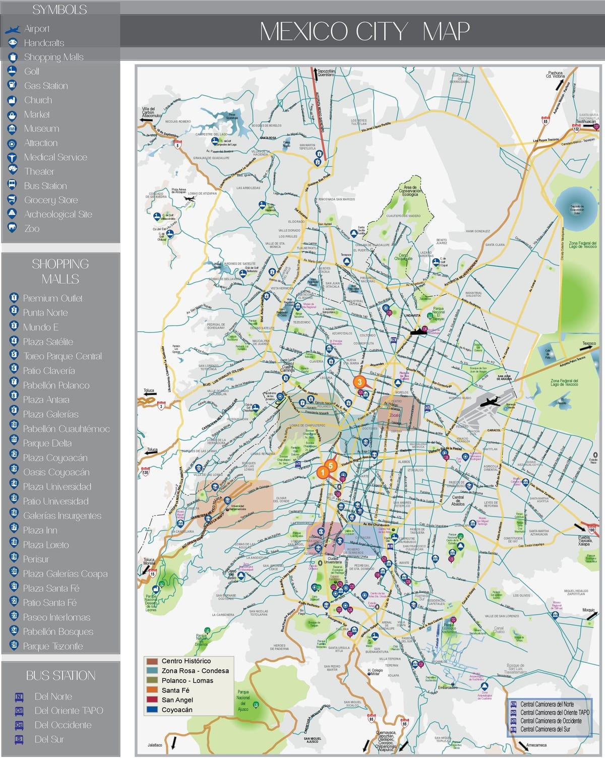 Mexico City turistik haritası