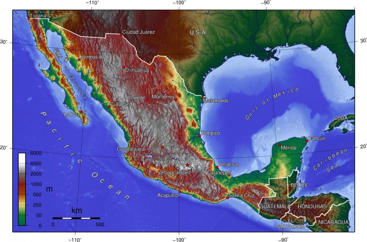 Mexico City topografik harita